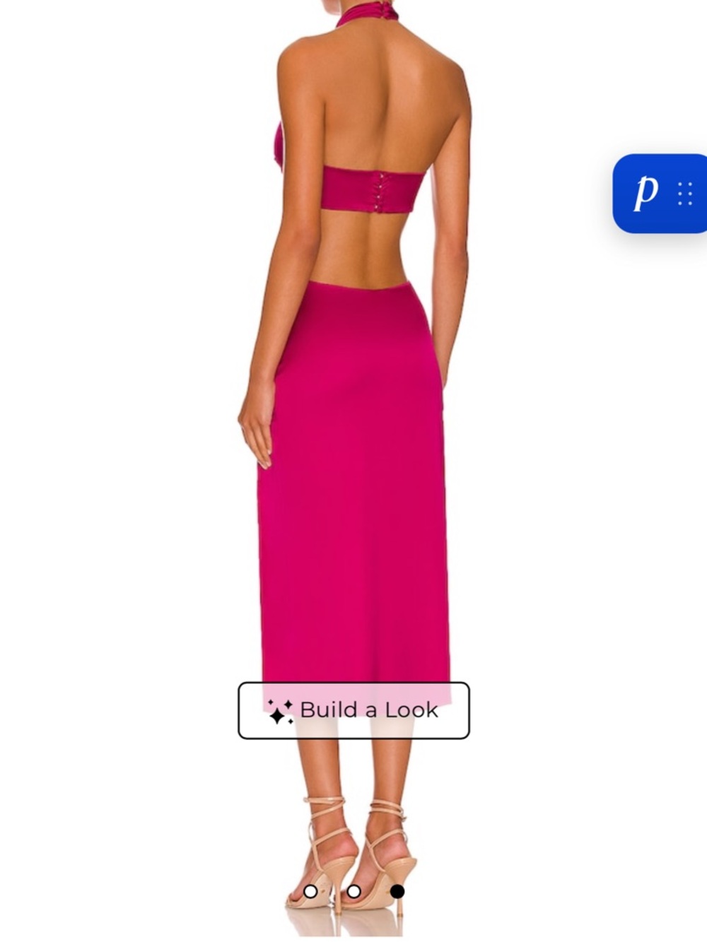Camila Coelho Abigale Fuchsia Halter Cutout Midi Dress - Picture 2 of 3
